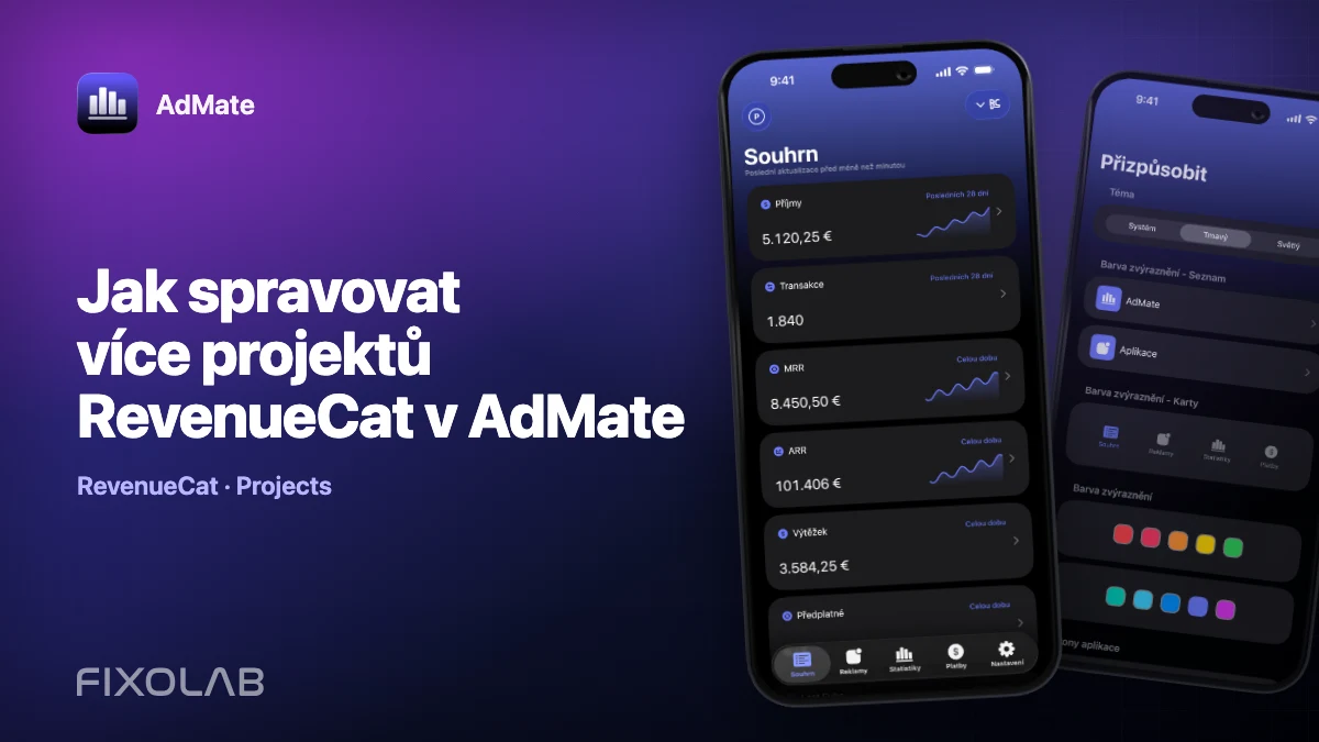 Jak spravovat více projektů RevenueCat v AdMate