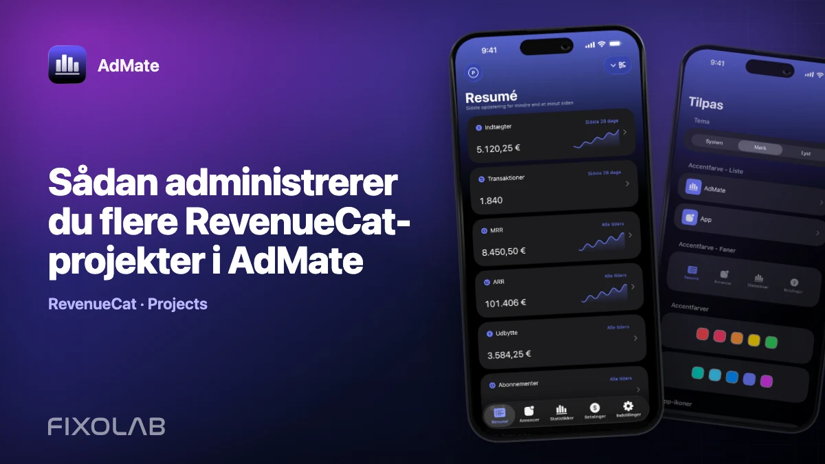 Sådan administrerer du flere RevenueCat-projekter i AdMate