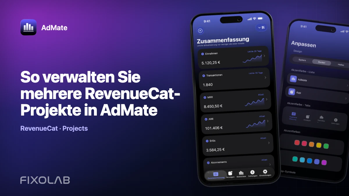 So verwalten Sie mehrere RevenueCat-Projekte in AdMate