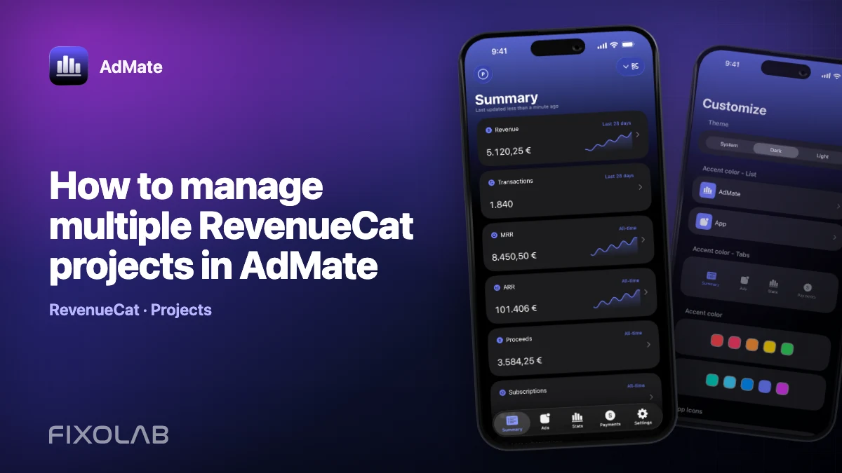 How to manage multiple RevenueCat projects in AdMate