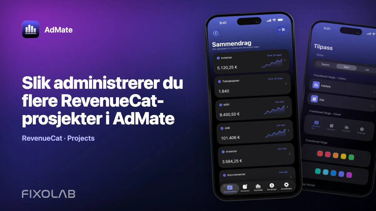 Slik administrerer du flere RevenueCat-prosjekter i AdMate