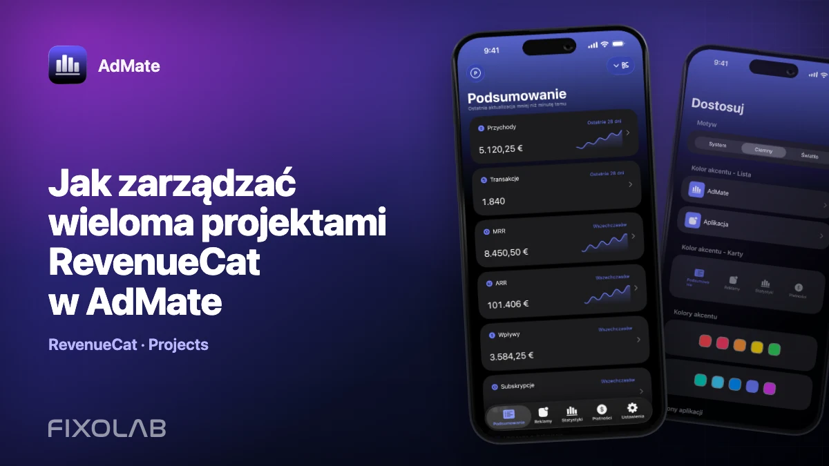 Jak zarządzać wieloma projektami RevenueCat w AdMate