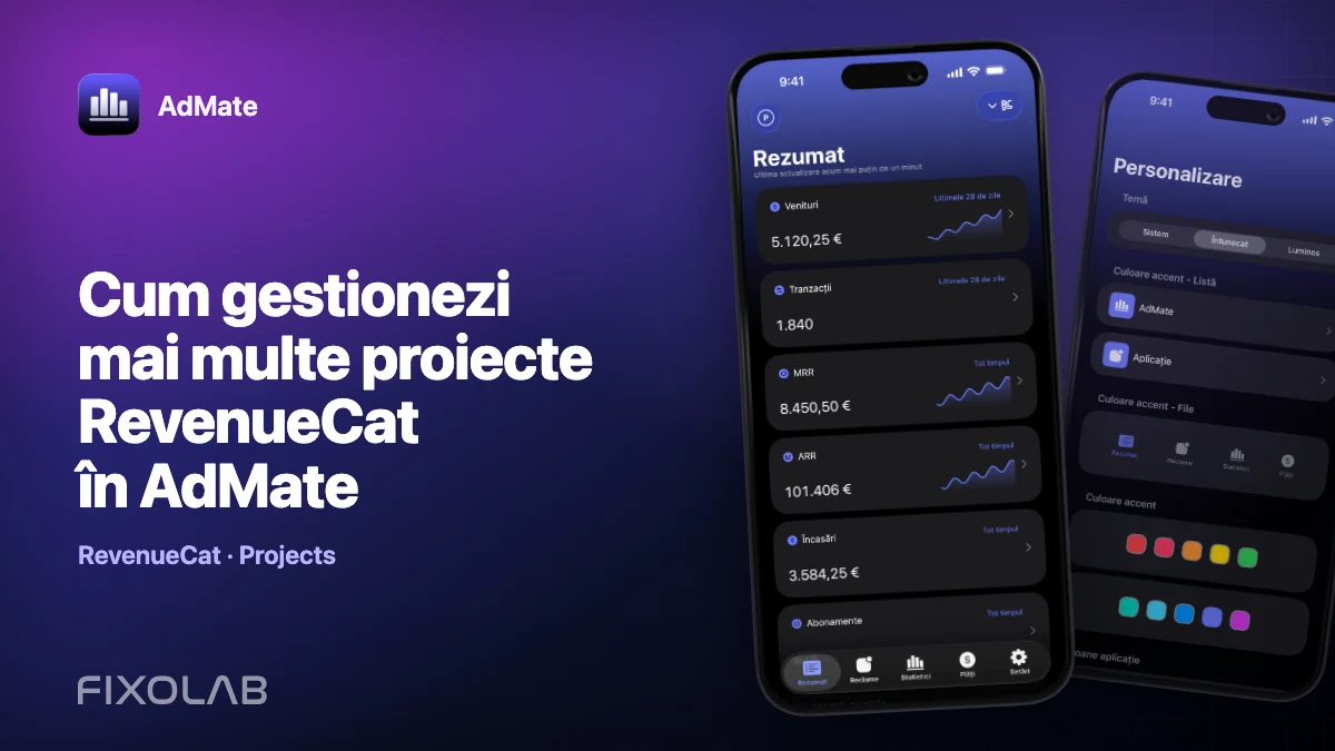Cum gestionezi mai multe proiecte RevenueCat în AdMate