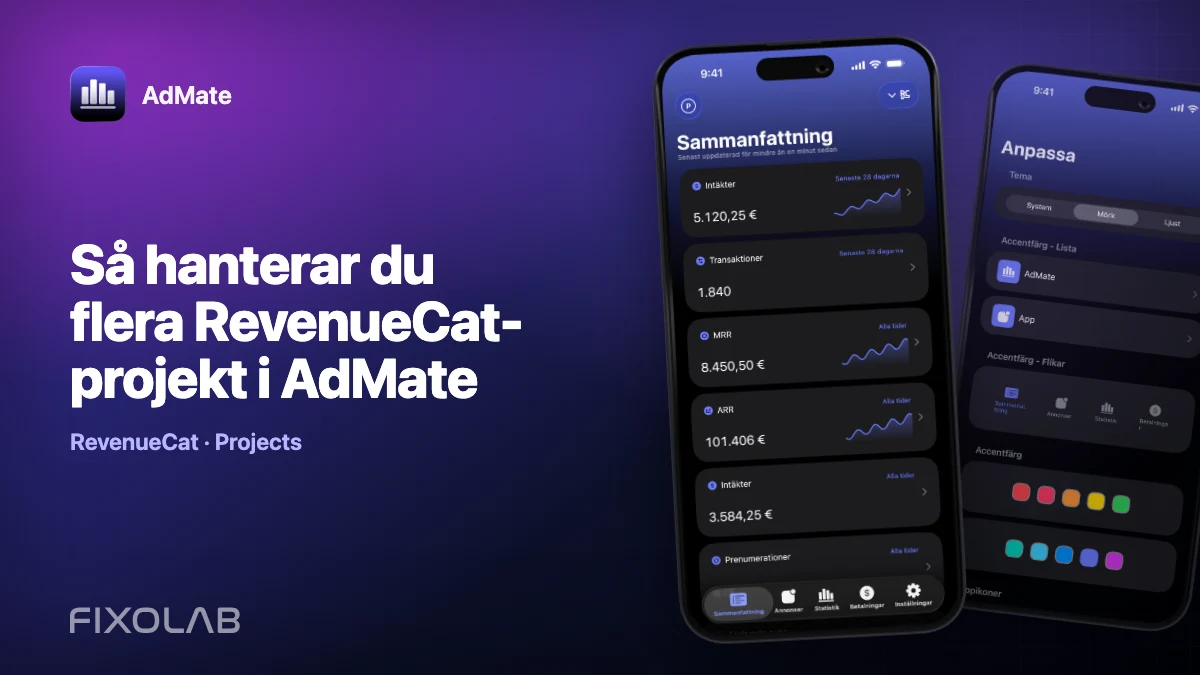 Så hanterar du flera RevenueCat-projekt i AdMate