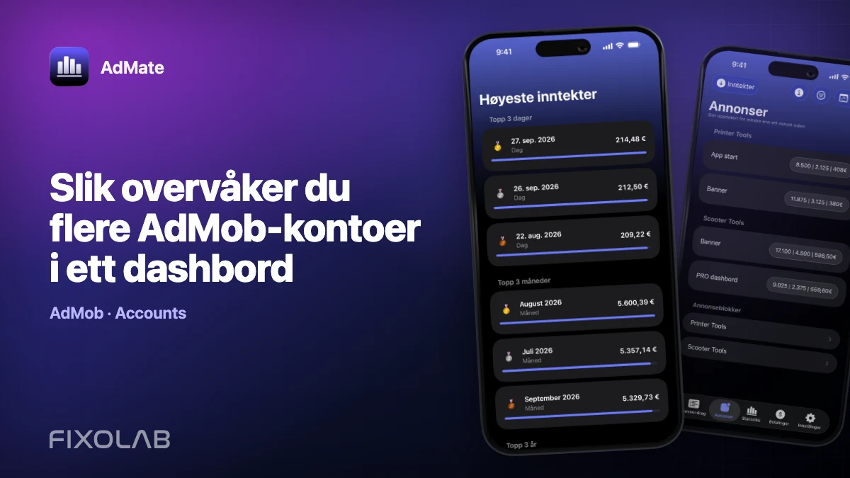 Slik overvåker du flere AdMob-kontoer i ett dashbord