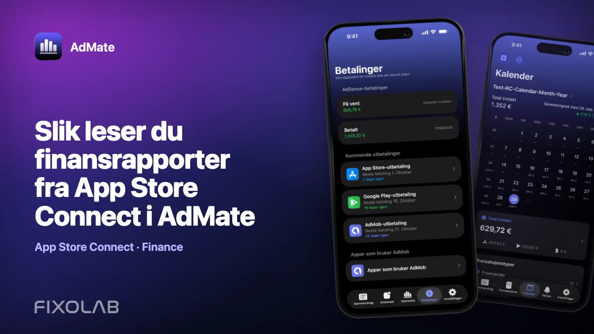Slik leser du finansrapporter fra App Store Connect i AdMate Slik leser du finansrapporter fra App Store Connect i AdMate