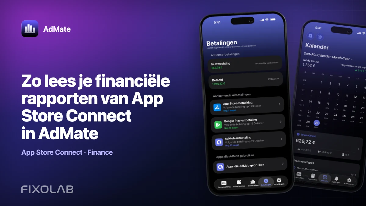 Zo lees je financiële rapporten van App Store Connect in AdMate