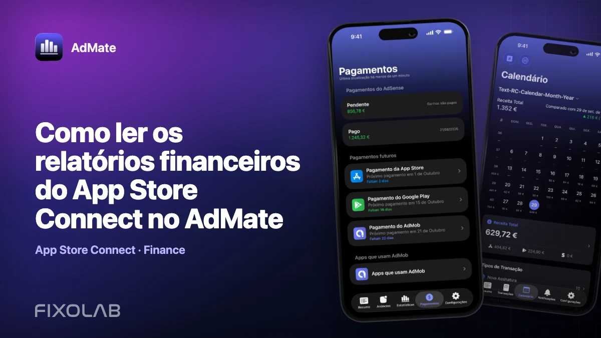 Como ler os relatórios financeiros do App Store Connect no AdMate