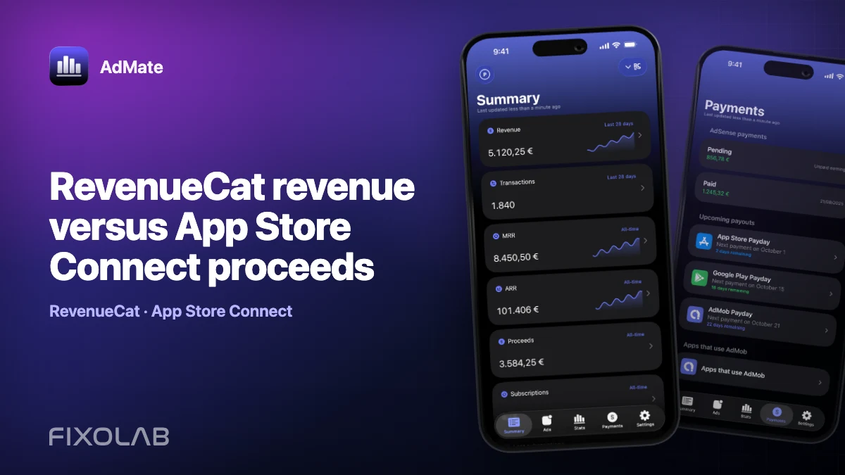 RevenueCat revenue versus App Store Connect proceeds