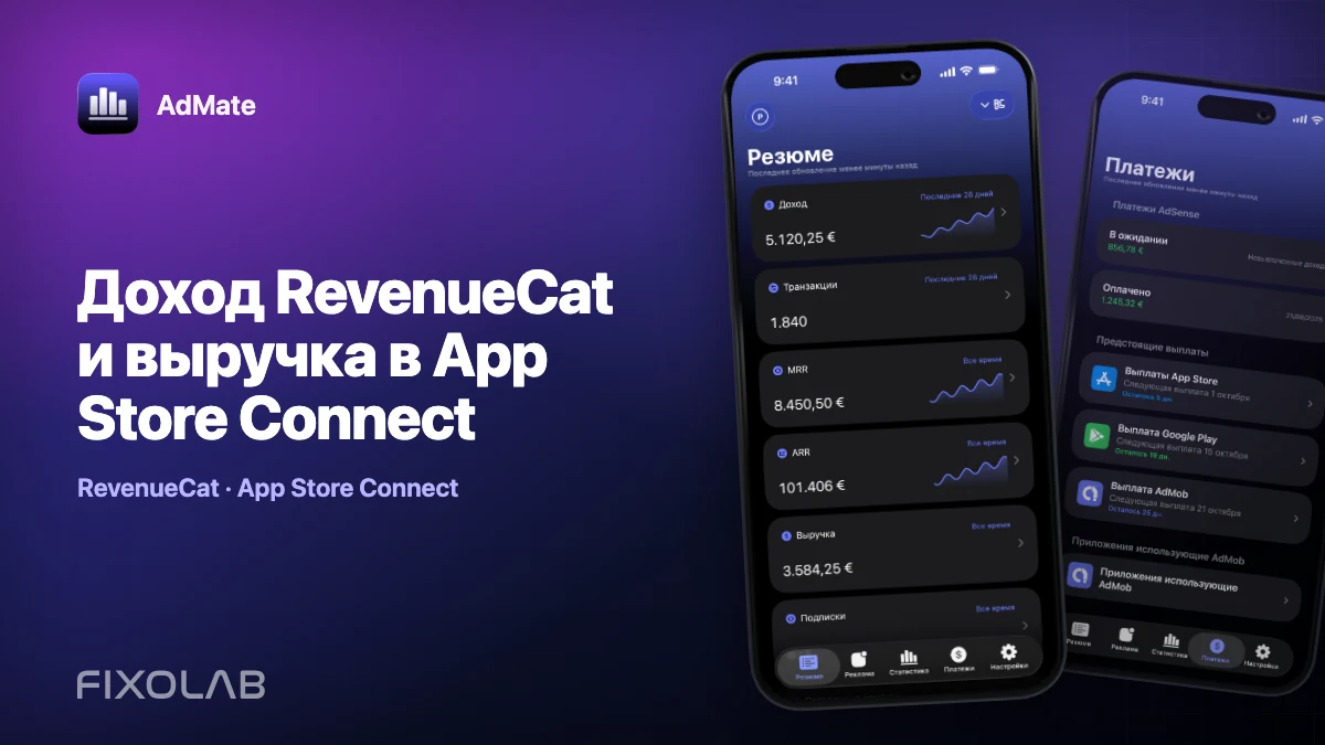 Доход RevenueCat и выручка в App Store Connect