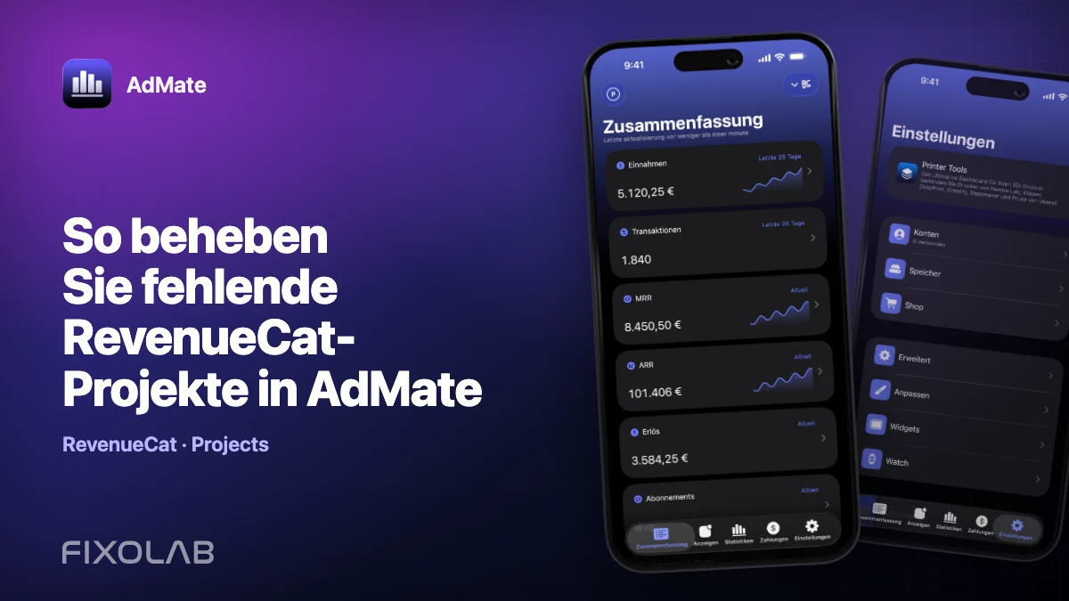 So beheben Sie fehlende RevenueCat-Projekte in AdMate So beheben Sie fehlende RevenueCat-Projekte in AdMate
