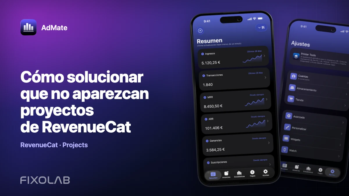 Cómo solucionar que no aparezcan proyectos de RevenueCat