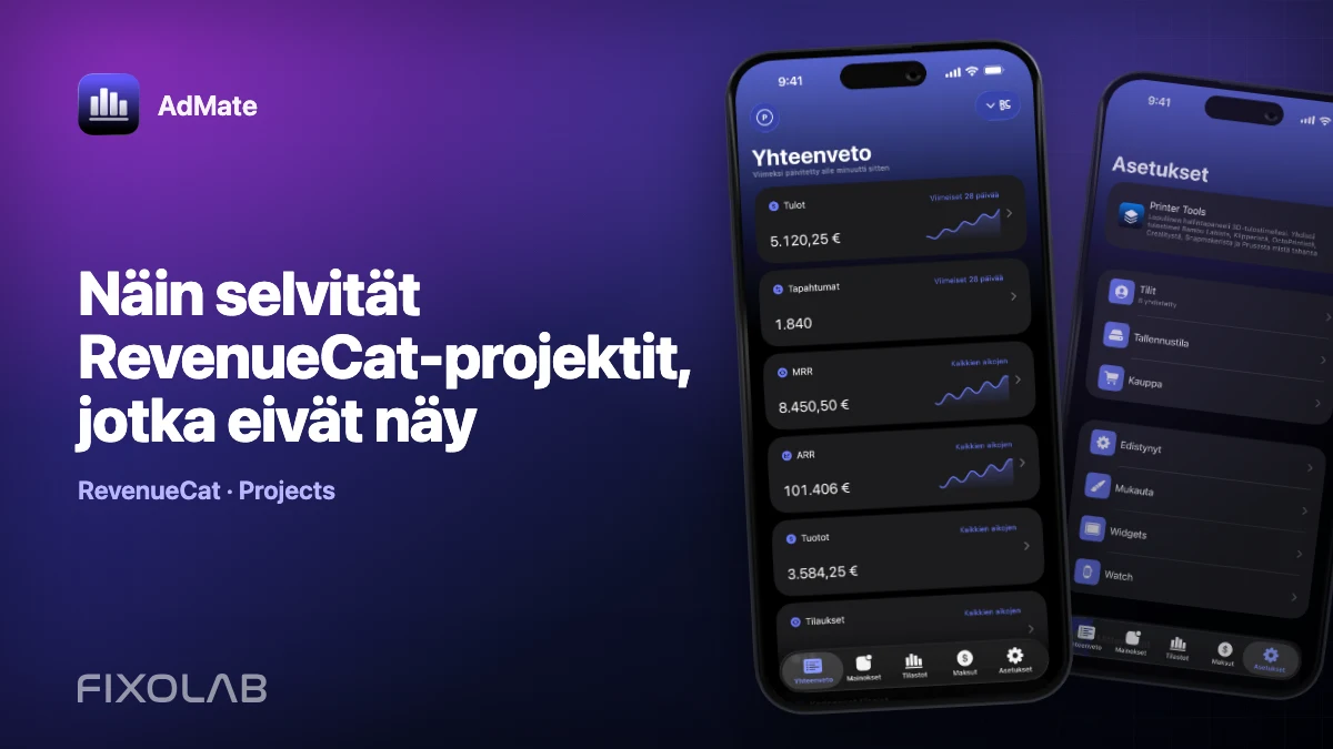Näin selvität RevenueCat-projektit, jotka eivät näy Näin selvität RevenueCat-projektit, jotka eivät näy