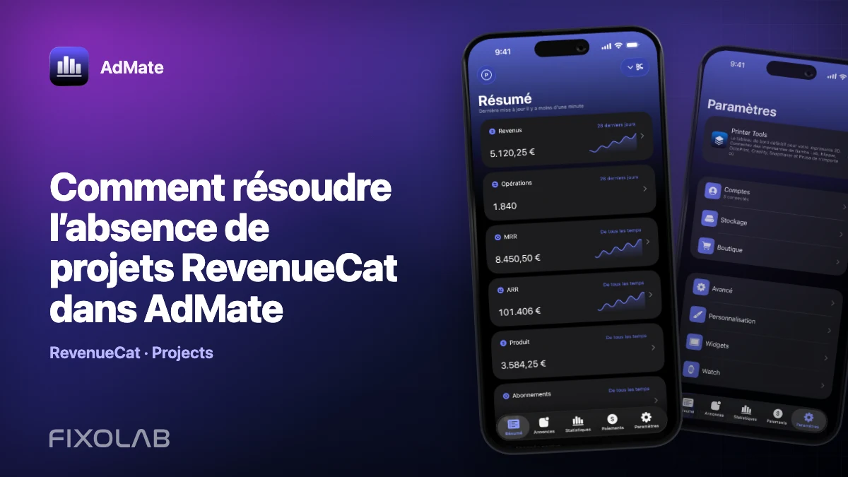 Comment résoudre l’absence de projets RevenueCat dans AdMate Comment résoudre l’absence de projets RevenueCat dans AdMate