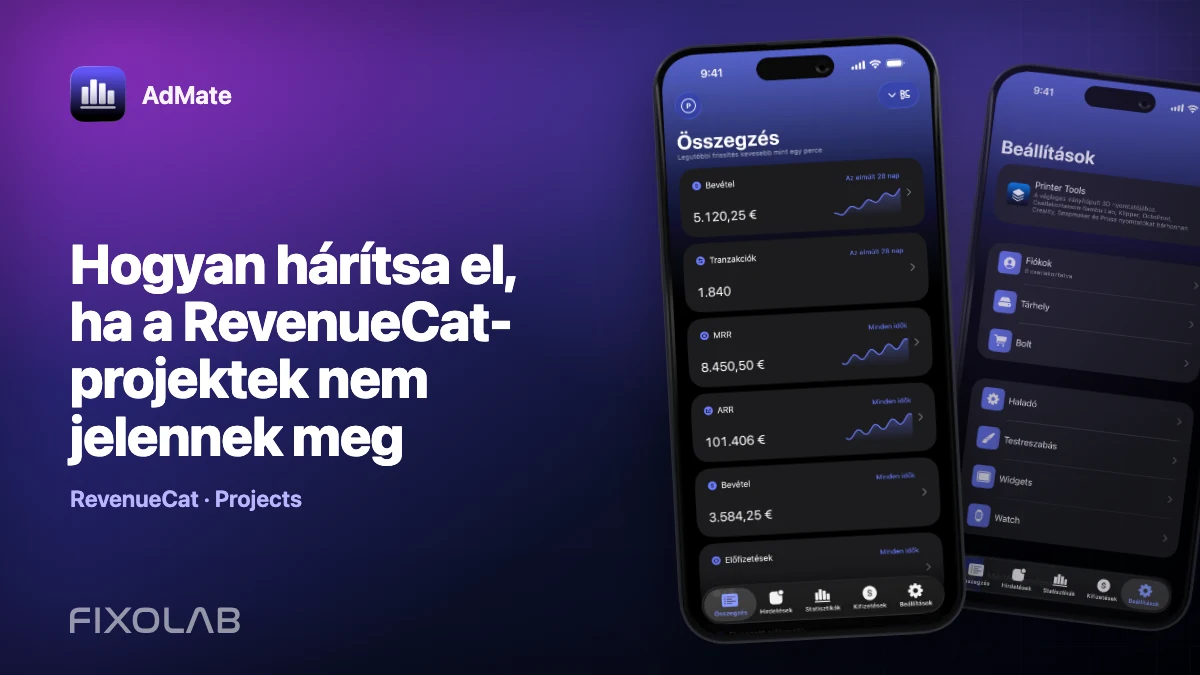 Hogyan hárítsa el, ha a RevenueCat-projektek nem jelennek meg