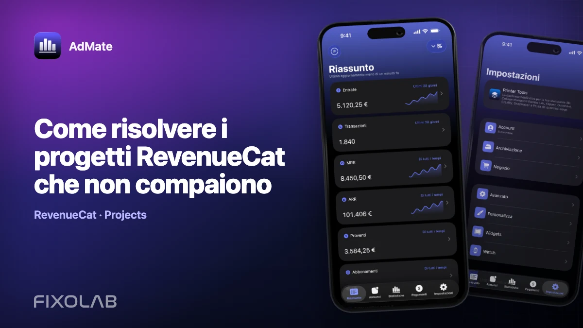 Come risolvere i progetti RevenueCat che non compaiono