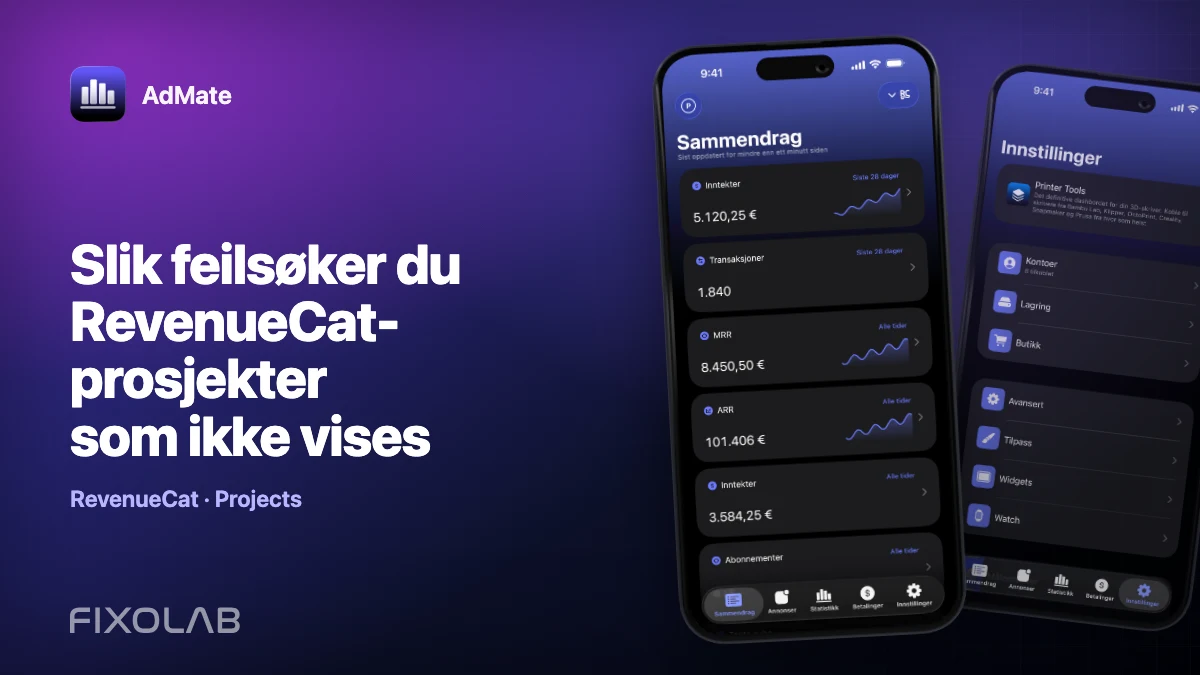 Slik feilsøker du RevenueCat-prosjekter som ikke vises Slik feilsøker du RevenueCat-prosjekter som ikke vises
