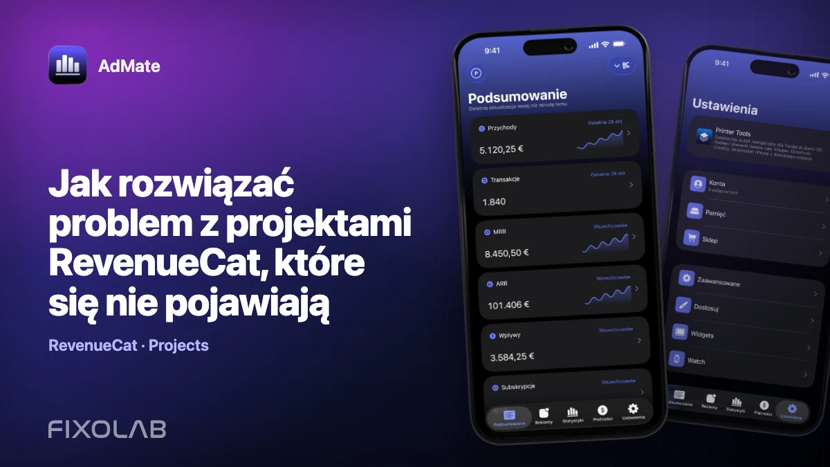 Jak rozwiązać problem z projektami RevenueCat, które się nie pojawiają