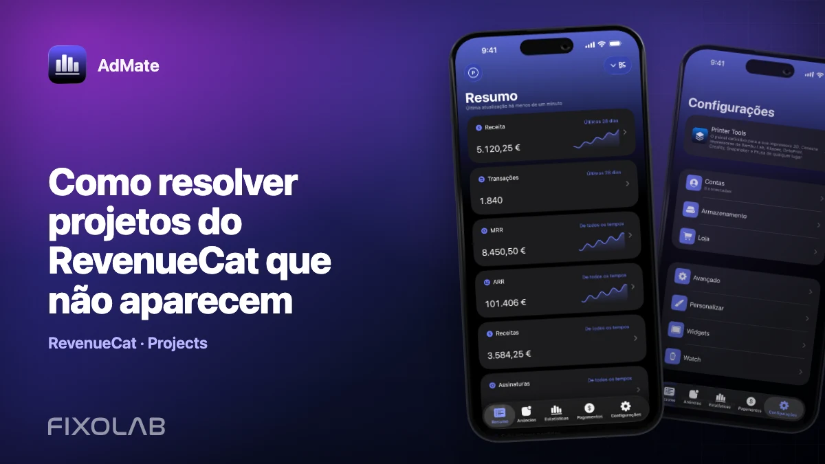 Como resolver projetos do RevenueCat que não aparecem Como resolver projetos do RevenueCat que não aparecem