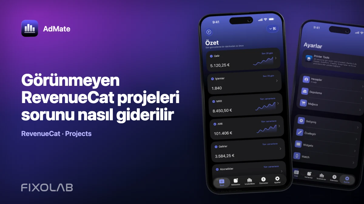 Görünmeyen RevenueCat projeleri sorunu nasıl giderilir