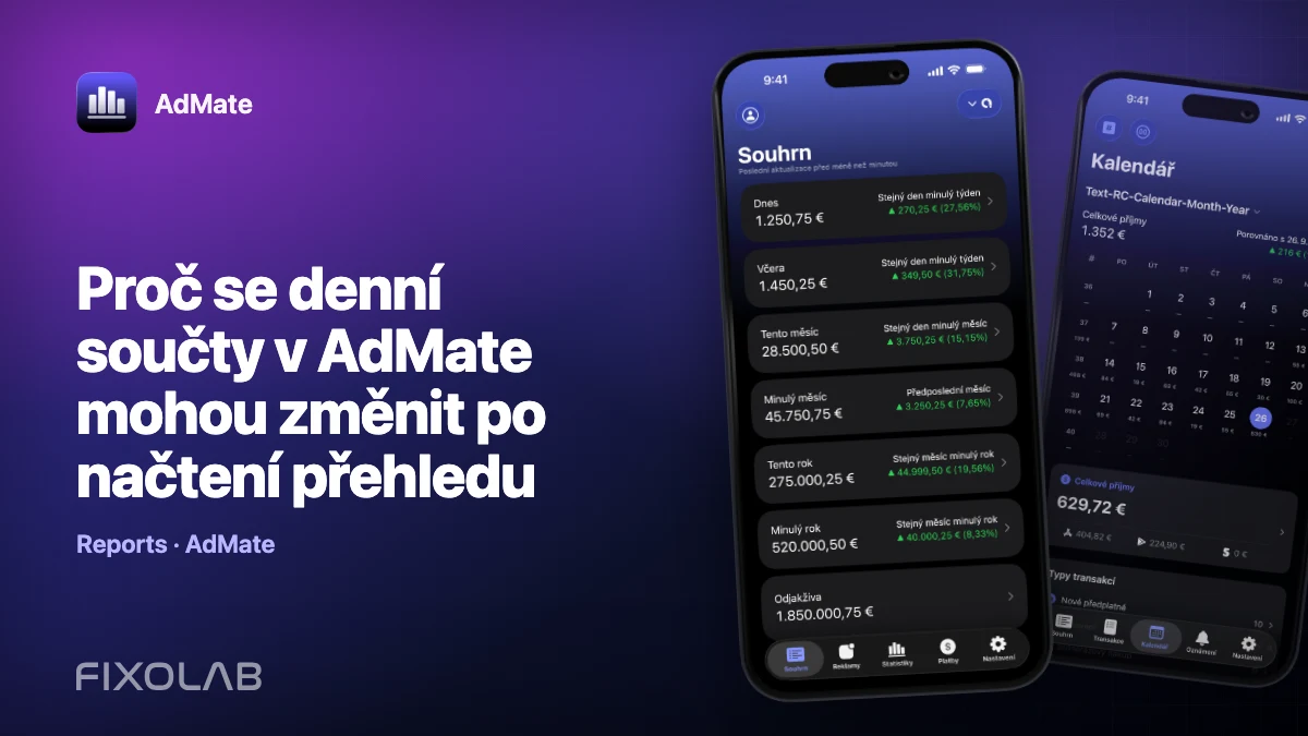 Proč se denní součty v AdMate mohou změnit po načtení přehledu