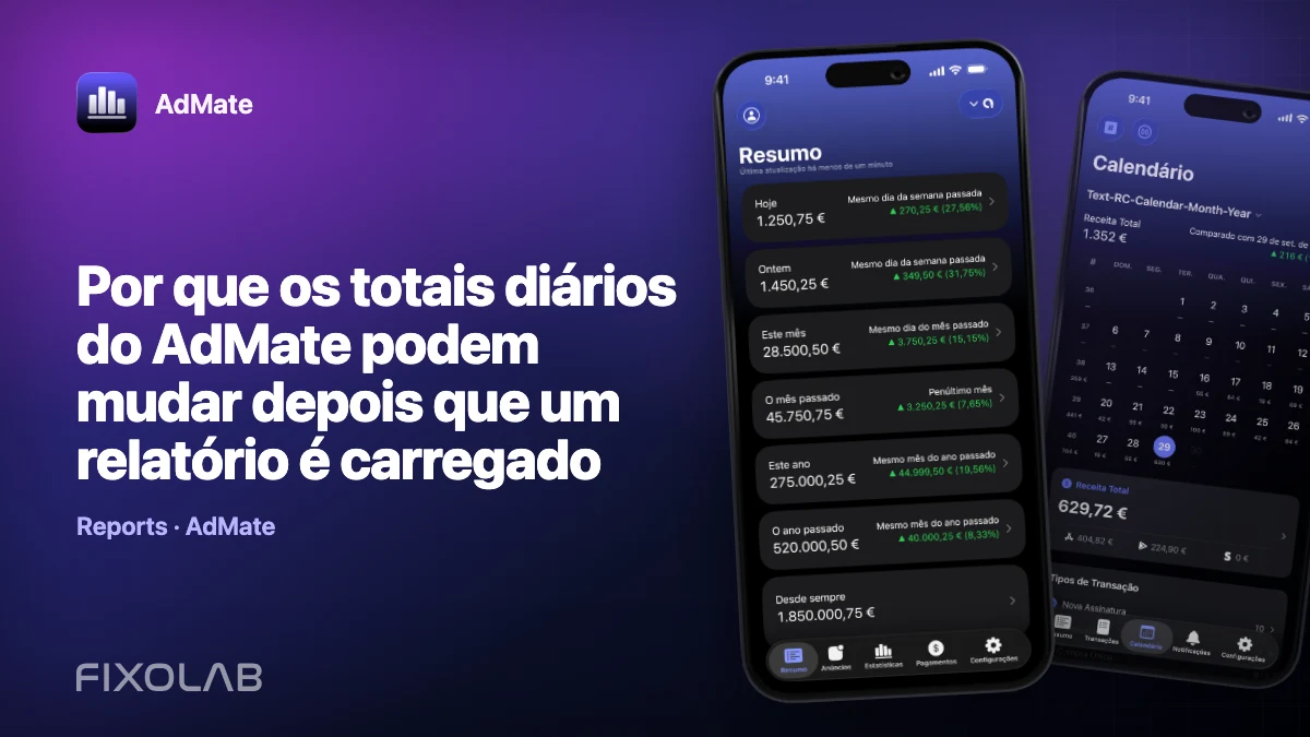Por que os totais diários do AdMate podem mudar depois que um relatório é carregado