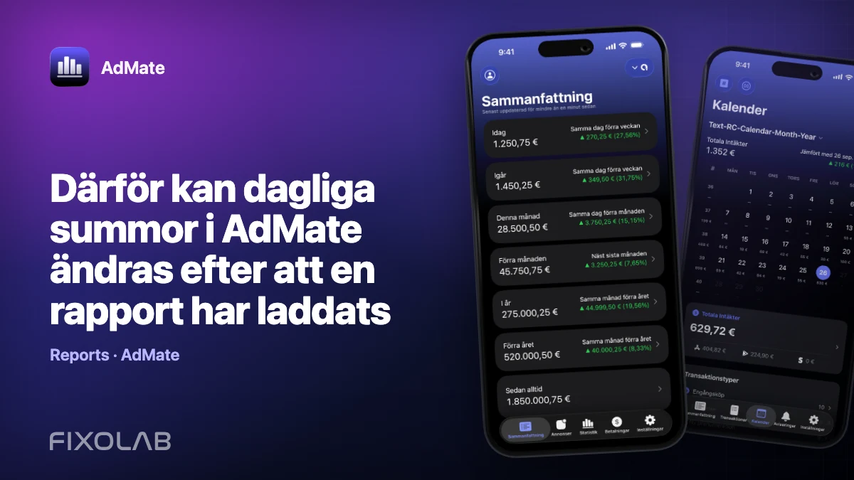 Därför kan dagliga summor i AdMate ändras efter att en rapport har laddats Därför kan dagliga summor i AdMate ändras efter att en rapport har laddats