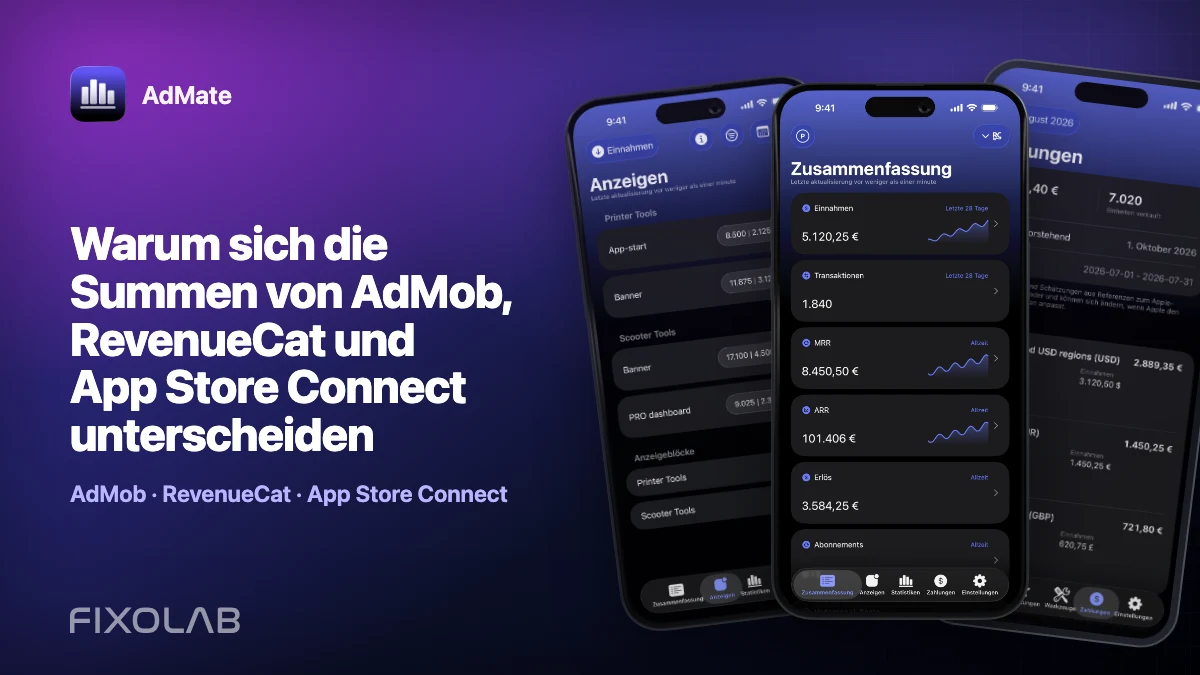 Warum sich die Summen von AdMob, RevenueCat und App Store Connect unterscheiden
