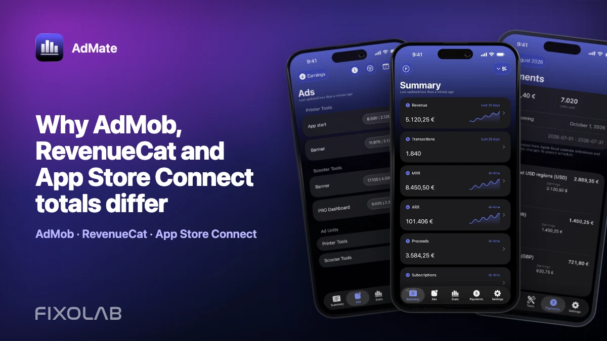 Why AdMob, RevenueCat and App Store Connect totals differ