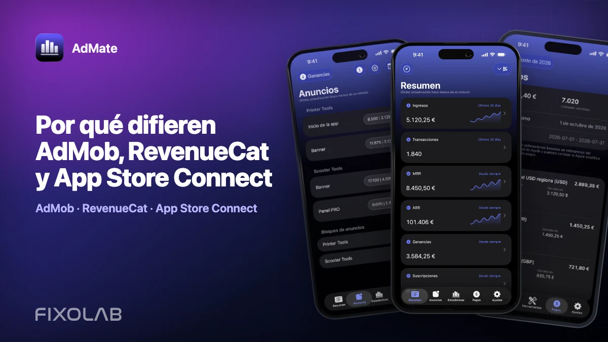 Por qué difieren AdMob, RevenueCat y App Store Connect