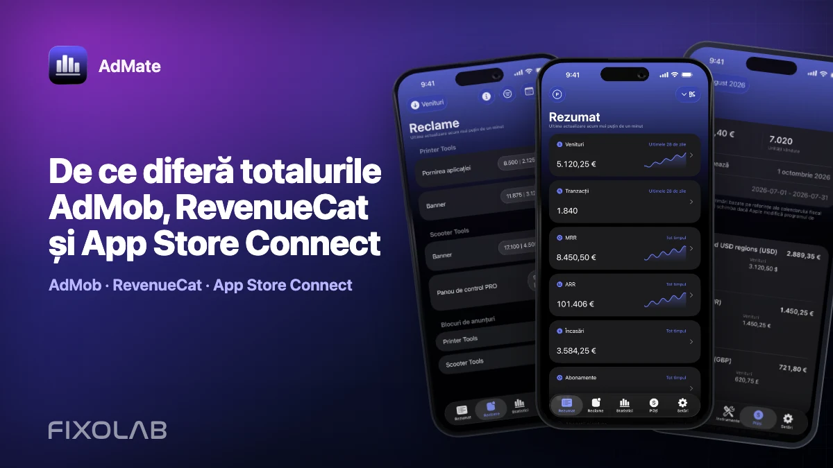 De ce diferă totalurile AdMob, RevenueCat și App Store Connect De ce diferă totalurile AdMob, RevenueCat și App Store Connect