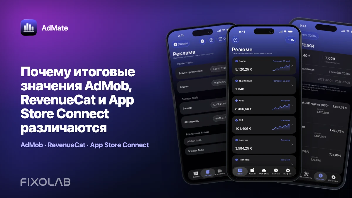 Почему итоговые значения AdMob, RevenueCat и App Store Connect различаются
